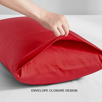 FLXXIE Pillow Cases Standard Size, Soft Microfiber Pillow Covers with Envelope Closure, Wrinkle, Stain Resistant Pillowcases, 2 Piece Set, 20x26, Red