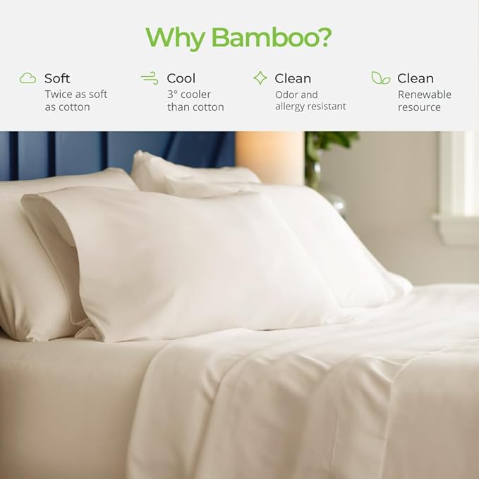Cariloha Aloha Soft 4-Piece Sheet Set | White | Queen | Viscose Material | Allergy Resistant, Thermal-Regulating & Extra Soft
