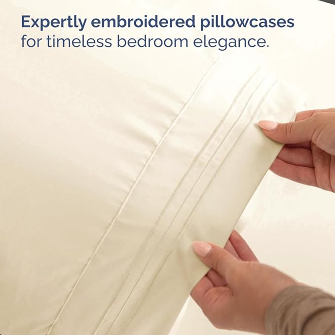 Bulk Case Pack of 16 Sheet Sets - (16) Complete Full Size Sheet Sets w/ Deep Pockets - Wholesale Bulk Bedding for Hotels, Spas & Airbnbs - Breathable, Cooling, Soft & Wrinkle Free - (Full, Off White)