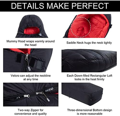 0 Degree Down Sleeping Bag for Adults,Cold Weather Backpacking