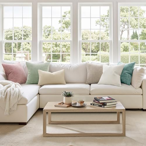MIULEE Decorative Couch Throw Pillow Covers 20x20 Inch Light Green 2 Pack