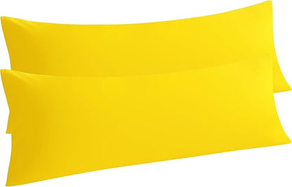 NTBAY Body Pillow Cases Set, 2 Pack Brushed Microfiber 20x54 Inches, Soft, Wrinkle, Fade, Stain Resistant Yellow Pillow Cases with Envelope Closure
