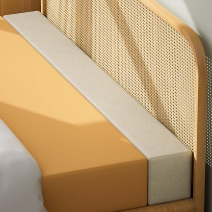 DEEPSHARK Bed Gap Filler for Headboard,Space Filler Between Bed and Wall Side,High-Density Sponge, Removable and Washable Cover（Beige-King-78 * 8 * 6in）