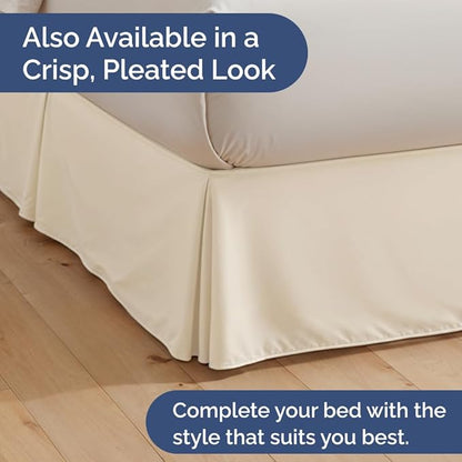 Bedskirt Twin Size Ruffle - 18 inch Drop Dust Ruffle Bed Skirt with Platform - Ultra-Soft, Easy Fit, Premium Hotel Quality - Wrinkle, Fade & Shrink Resistant - For Women, Men, Kids & Teens - Off White