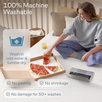 100% Waterproof Full Mattress Protector - 360 Pad Protection Against Spills, Stains & Accidents for Parents & Pet Owners - Noiseless & Cooling Viscose Made from Bamboo (White)