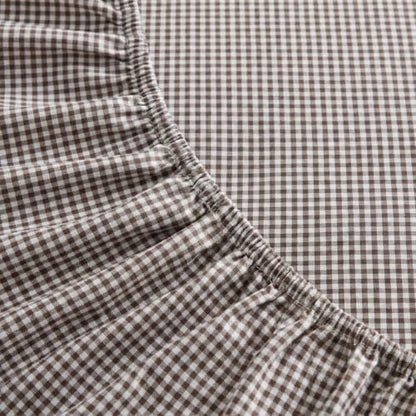 Martha Stewart - King Sheet Set with Fitted Sheet & Pillowcases, Cotton Percale Bedding with a Smooth Feel, Deep Pocket, Gingham Brown