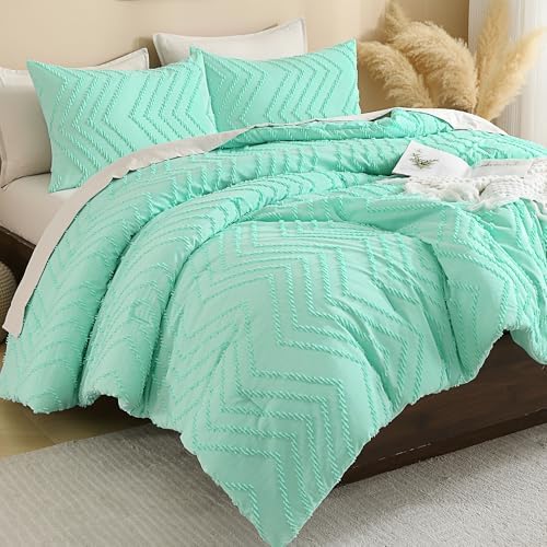 Andency Mint Green Comforter Set Queen Size, 3 Pieces Boho Bed Set