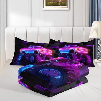 HOSIMA Truck Queen Comforter,Extreme Sports Bedding with 2 Pillowcases.