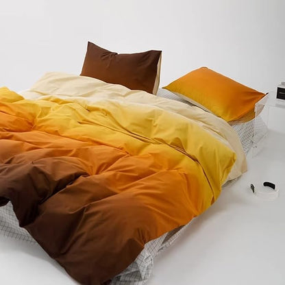 CLOTHKNOW Orange Pumpkin California King Comforter Set Gradient Rust Beige Bedding Comforter Sets Cal King Light Orange Bed Comforter Yellow Bedding Comforter Burnt Orange Comforter Sets