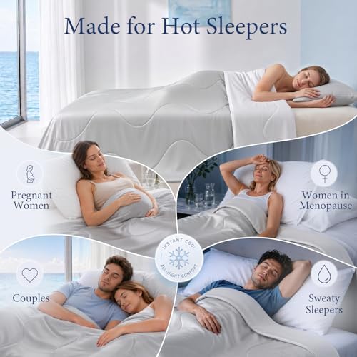 Cooling Comforter for Hot Sleepers, Twin 68x90, Silver Gray