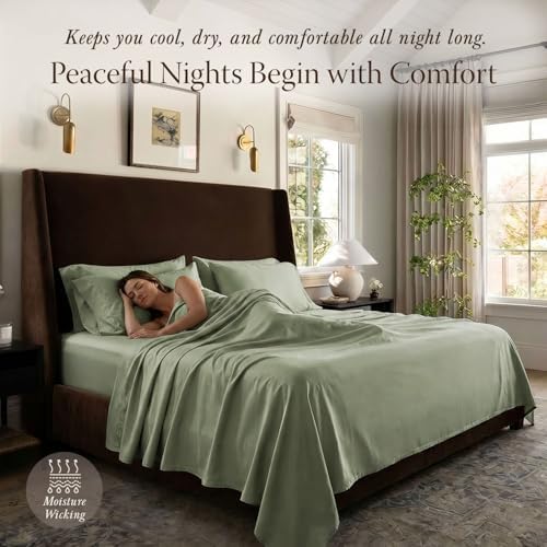 Threadmill 400TC Egyptian Cotton Twin Sheet Set, Sateen, Sage Green