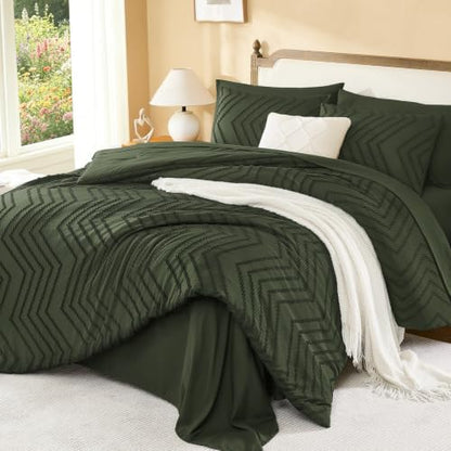 Litanika Olive Oversized Queen Comforter with Sheets, 7 Pieces Boho Bed Set