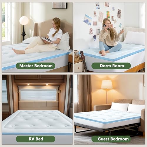 Hansleep Twin XL Mattress Topper College Dorm Memory Foam Soft Mattress Pad