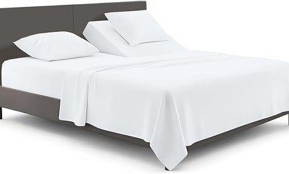 SGI bedding 32" King Split Top Flex Head Sheet Set 1800 Threads Flex Top Sheets for Adjustable Bed 4 Piece 15" Deep Pocket for Sleep Number Bed - White