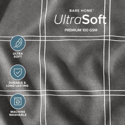 Bare Home Bed-in-A-Bag 5 Piece Set (Twin XL, Modern Plaid - Grey/White)