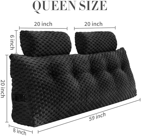 EUHAMS Headboard Pillow Queen with Neck Roll, Triangular Backrest Pillow