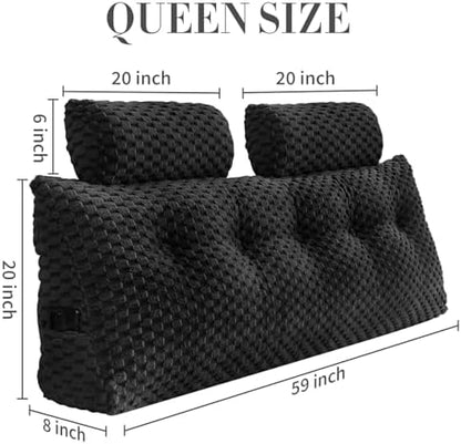 EUHAMS Headboard Pillow Queen with Neck Roll, Triangular Backrest Pillow