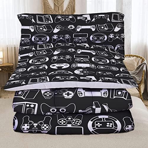 Sunnycitron Gamer Comforter Set for Boys Gaming Bed Comforter Sets Gamer Bedding Sets Boys Gaming Comforter Sets Full Size Bed Set Teen Boy Room Decor,1 Comforter 2 Pillowcases