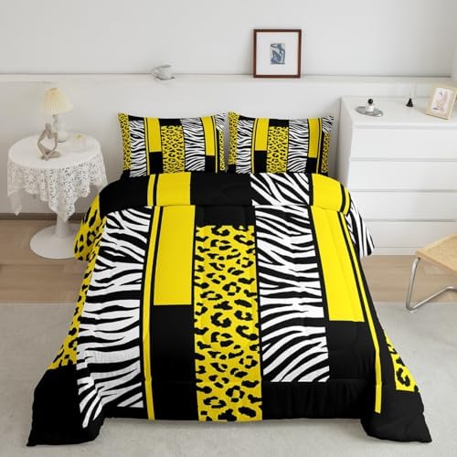 Feelyou Leopard Cheetah Animal Comforter Set Twin Size Girls Boys Kids