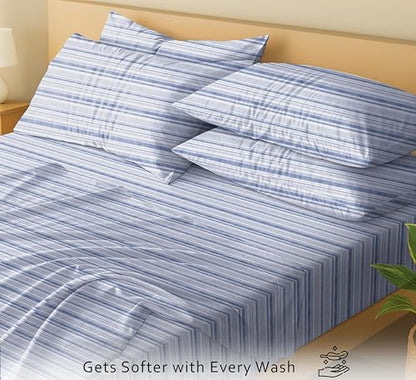 RUVANTI 100% Cotton Twin Sheets, Percale Weave Twin Sheet Set, Naval Blue