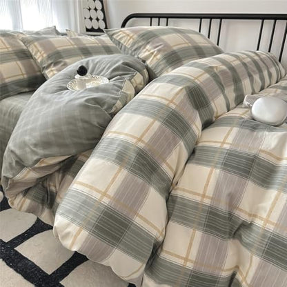 Plaid Full Size Comforter Set Geometric Plaid Grid Comforter Set Fluffy Soft Microfiber Bedding Comforter Farmhouse Checkered Comforter Set for All Season 3 Piece Plaid Bedding Comforter Set Full Size