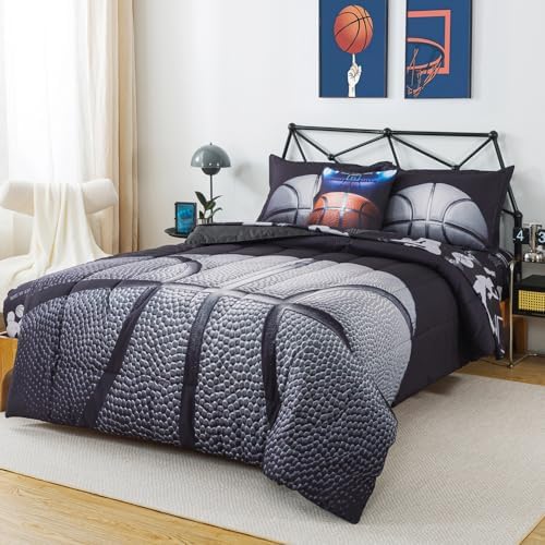 ADASMILE A & S Basketball Bedding Full Size for Boys 6 Pcs Sports Comforter