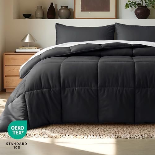 Bare Home Comforter Set - 1800 Ultra Soft (Cal King, Black)