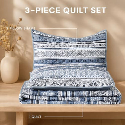 WRENSONGE Boho King Quilt-Bohemian Quilts King Size Quilt Bedding Set