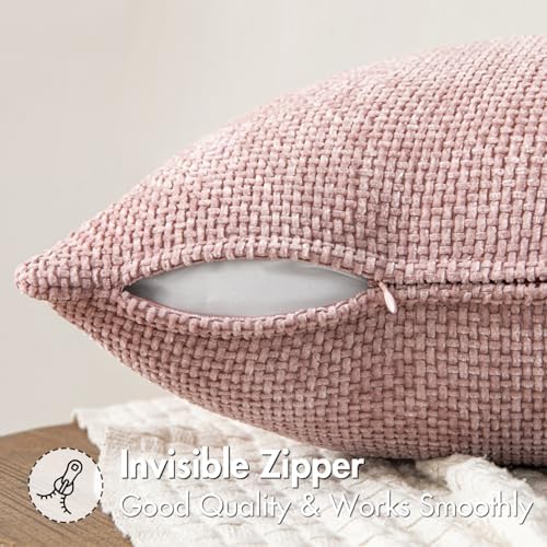 MIULEE Decorative Couch Throw Pillow Covers 20x20 Inch Pink 2 Pack