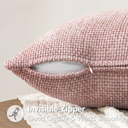 MIULEE Decorative Couch Throw Pillow Covers 20x20 Inch Pink 2 Pack