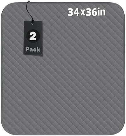 Bed Pads Washable Waterproof 34x36 Inch (2pack),Hide Stains Washable Incontinence Pads for Adults,Waterproof Bed Pads Washable,Bed Protector Pads, Slip Resistant Bed Pad for Kids,Toddlers,Pet