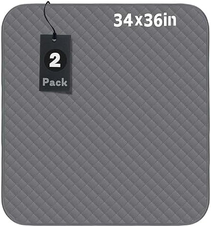 Bed Pads Washable Waterproof 34x36 Inch (2pack),Hide Stains Washable Incontinence Pads for Adults,Waterproof Bed Pads Washable,Bed Protector Pads, Slip Resistant Bed Pad for Kids,Toddlers,Pet