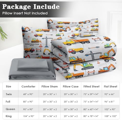 WeCozy 7 Pieces Full Comforter Set for Boys - Truck Bedding for Kids