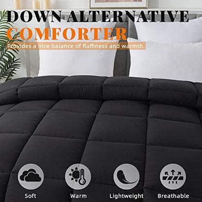 Down Alternative Comforter Black Twin Size - All Season Duvet Insert