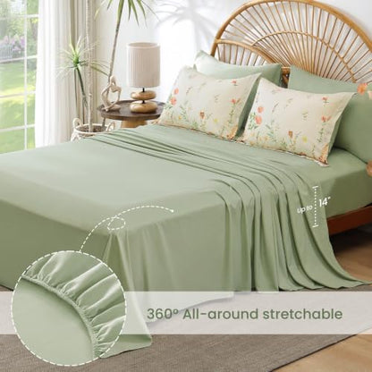 Yiran Beige Floral Comforter Set Full Size, 7 Piece Cute Comforters Bed in a Bag Khaki Flower, Soft Coquette Cottagecore Aesthetic Botanical Bedding Set with Sheets for Women Teen Girls