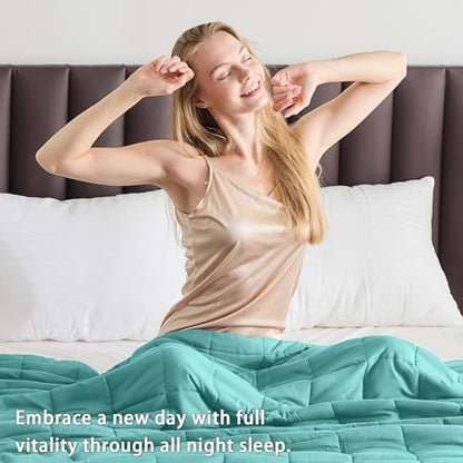 yescool Weighted Blanket for Adults 15lbsTwin Size, 48" x 72", Teal