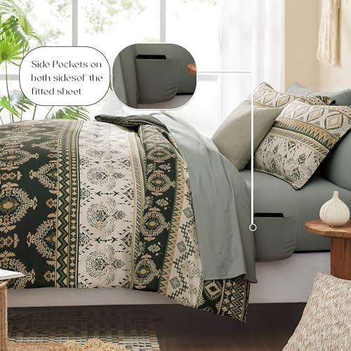 Full Size Comforter Sets - 7 Pieces Boho Bedding Aztec Bed in a Bag