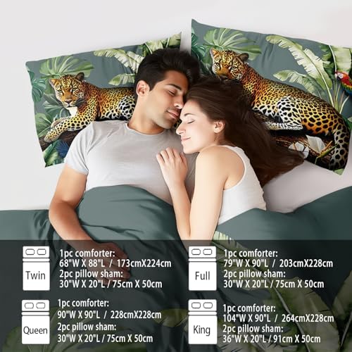 Animal Leopard Print Comforter Set Twin Animal Cheetah Print Comforter Set Boys Girls Floral Leopard Bedding Bedroom Decor Floral Cheetah Bedding Twin Jungle Plant Room Decor
