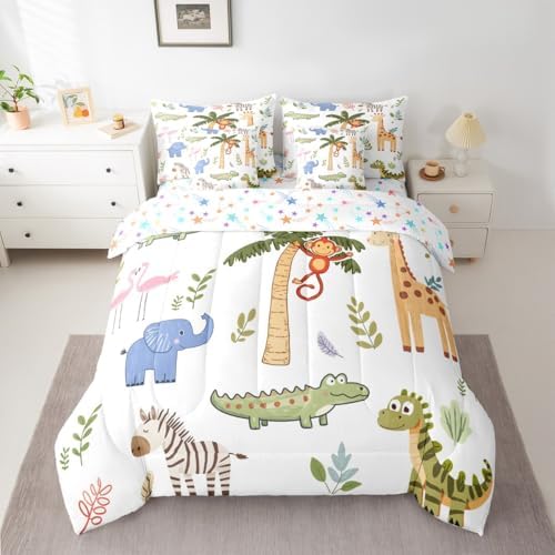 Feelyou Zoo Animals 7 Piece Bedding Set for Kids