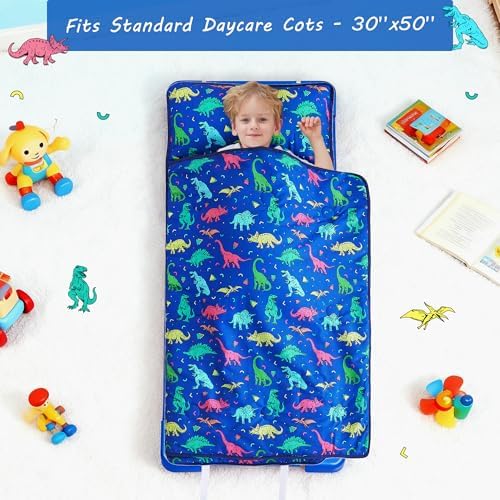 Lasoftan Toddler Nap Mat with Pillow and Blanket, Extra Large Rolled Napping Mats,Slumber Bags for Boys Girls,Kids Sleeping Bag for Daycare, Preschool Travel Camping