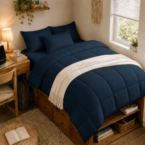 Anluoer Twin Comforter Set, 5 Piece Bed in a Bag Twin Bedding Sets