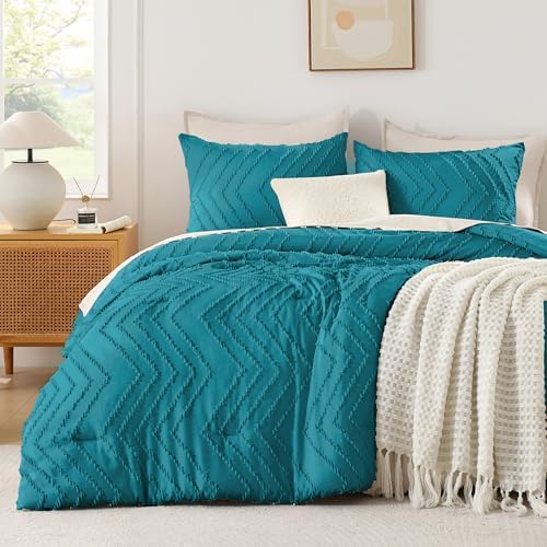 Andency Turquoise Comforter Set King Size, 3 Pieces Soft Bedding Set