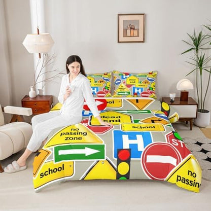 Feelyou Car Comforter Boys Comforter Set Twin Size for Kids Children