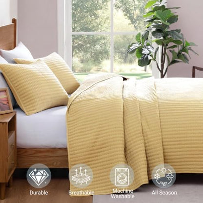 WRENSONGE King Size Quilt-Lightweight Bedspreads Yellow King Quilt Bedding