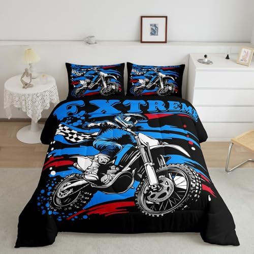 Feelyou Motorcycle Bedding Set for Kids Boys Girls Twin Size Racing