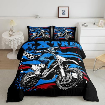 Feelyou Motorcycle Bedding Set for Kids Boys Girls Twin Size Racing