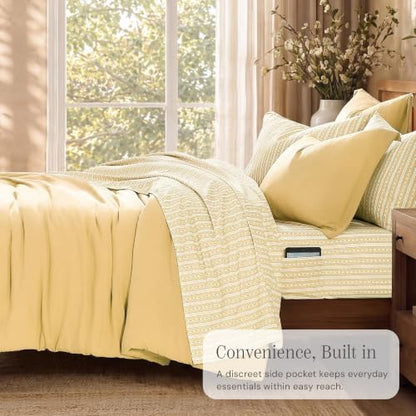 Full Comforter Set with Sheets-7 Pieces Soft Recycled Bed in a Bag Bedding