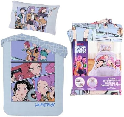 Jay Franco K-Pop Demon Hunters Twin/Full Comforter Set, Reversible, Super Soft, 2 Piece with Pillowcase, Huntrix