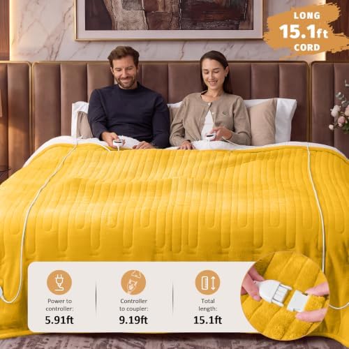 Heated Electric Blanket King Size, Dual Control, 90" x 100", Ginger