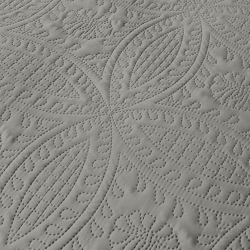 akkialla Dark Grey Twin Quilt Set, Ultrasonic Lightweight Bedspread Coverlet for Modern Minimalist Bedroom, Soft Microfiber Coin Pattern Bedding, 2-Piece (1 Quilt, 1 Pillow Sham)